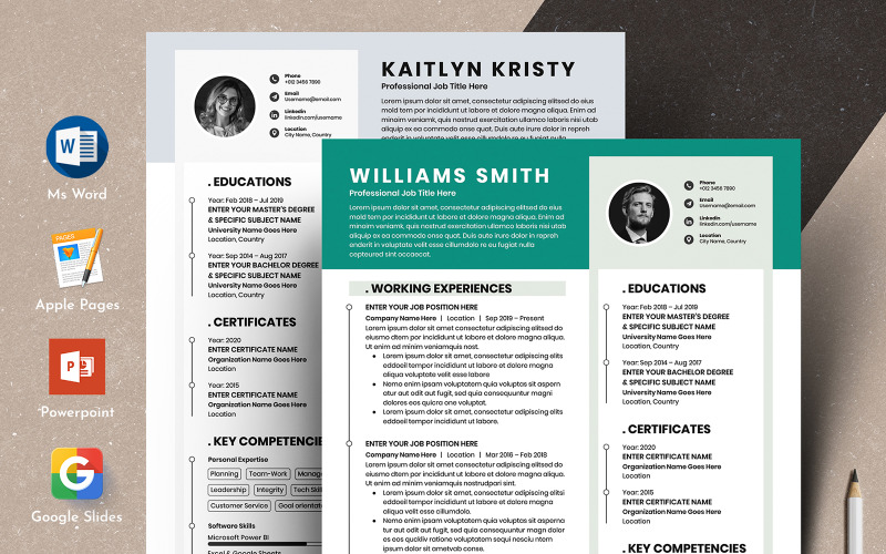 Clean & Professional Editable Resume Cv Template With Word Apple Pages Format Resume Template