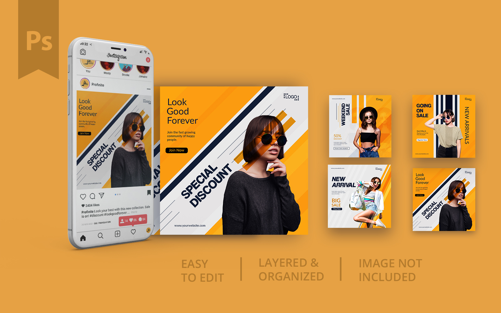 Template #187917 Mediabannersquare Bannerinstagramfacebookinsta Webdesign Template - Logo template Preview