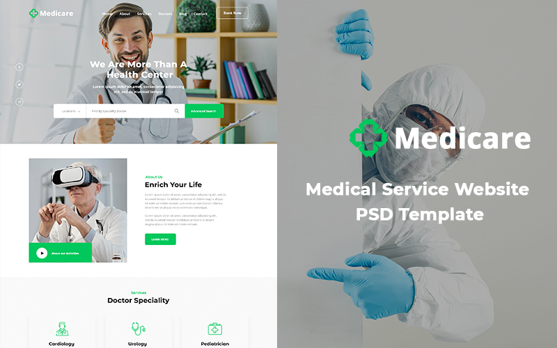 Medicare -Medical Service Website PSD Template