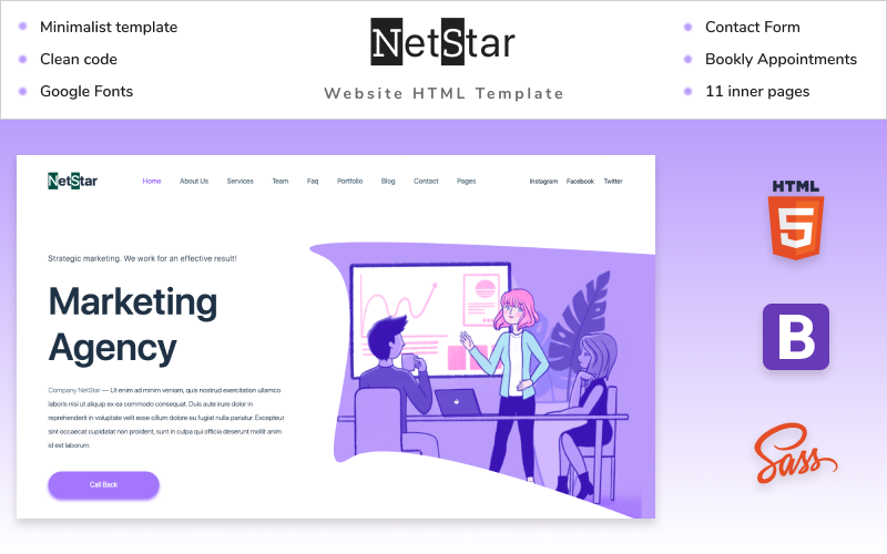 Net Star | Marketing Agency Website HTML5 Template Website Template