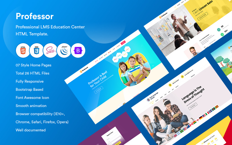 Professor-Professional LMS Education Center HTML Template. Website Template