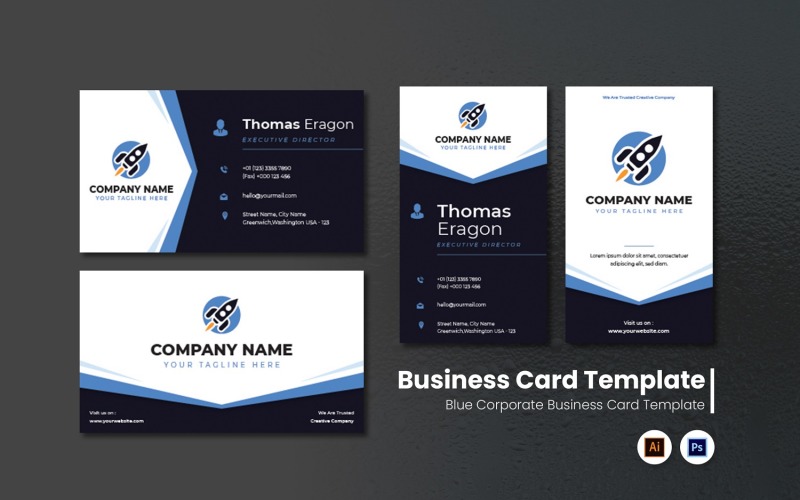 Blue Corporate Business Card Corporate Identity
