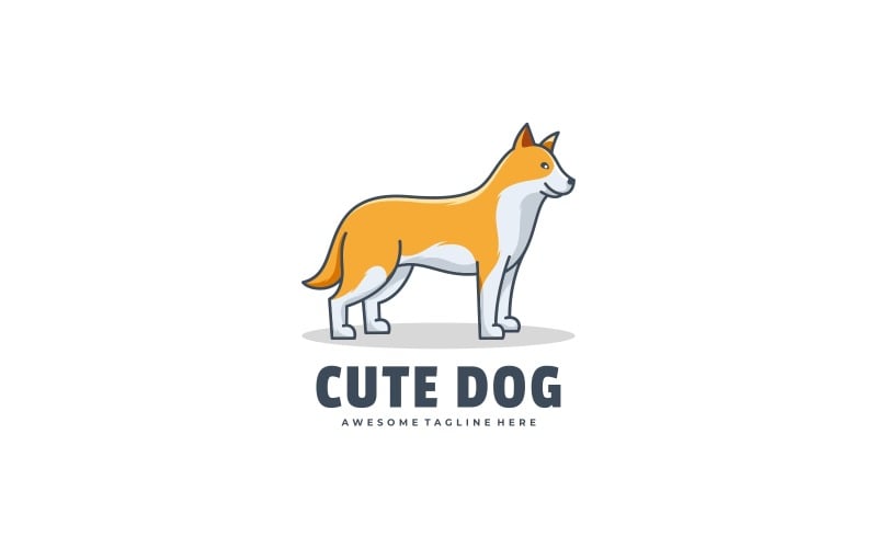 Cute Dog Simple Mascot Logo Logo Template