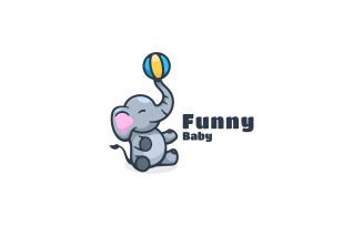 Cute Elephant Cartoon Logo