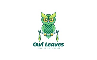 Green Owl Simple Mascot Logo