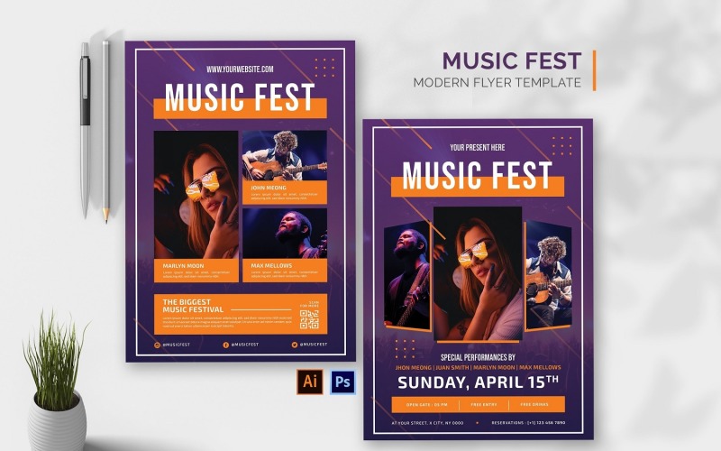 Music Fest Flyer Print Template Corporate Identity
