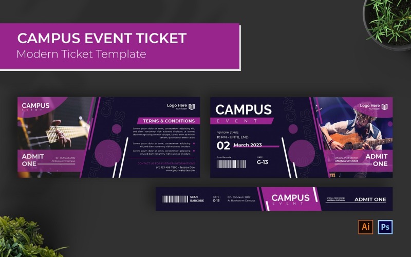Campus Event Ticket Print Template Corporate Identity