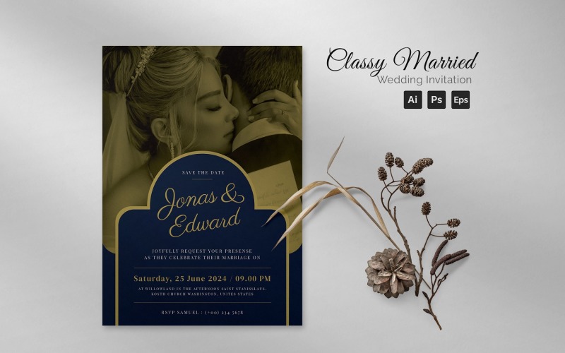 Classy Married Wedding Invitation Corporate Identity