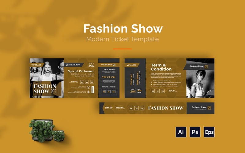 Fashionis Show Ticket Print Template Corporate Identity