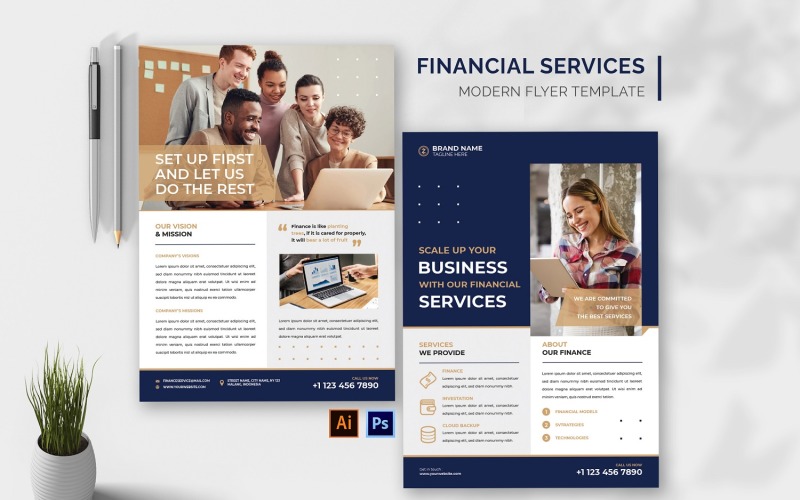 Financial Services Flyer Print Template Corporate Identity