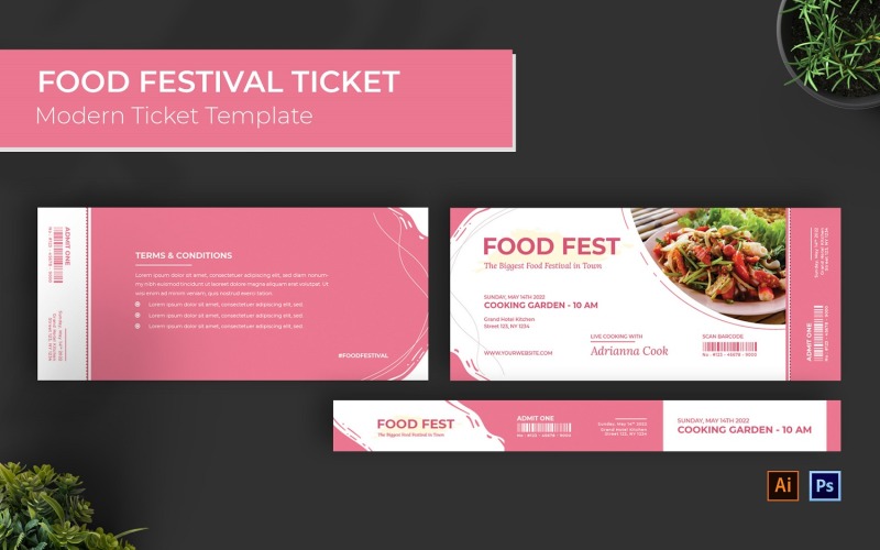 Food Festival Event Ticket Corporate Identity