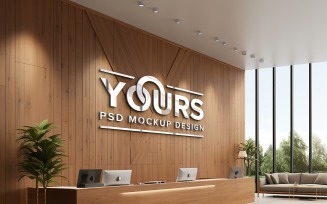 Logo Mockup 3D Sign Wood Wall