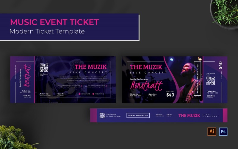 Musical Concert Ticket Print Template Corporate Identity
