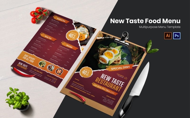 New Taste Favor Food Menu Corporate Identity