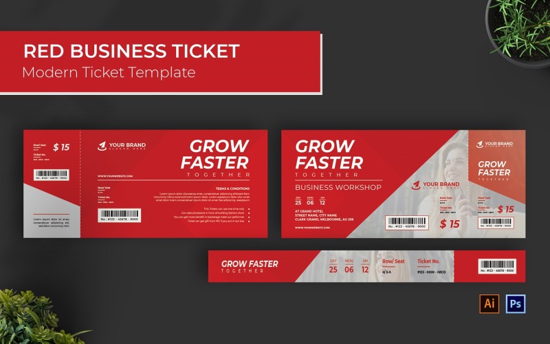 Red Business Workshop Ticket Corporate Identity