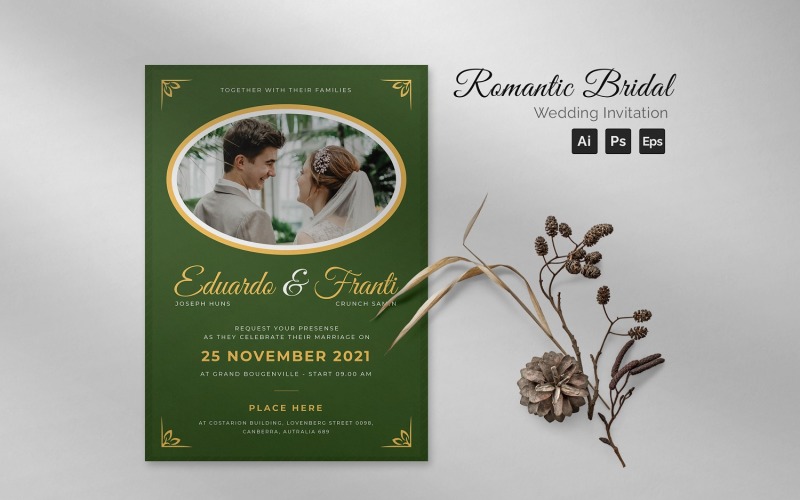 Romantic Bridal Wedding Invitation Corporate Identity