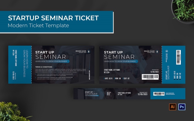Start Up Seminar Ticket Print Template Corporate Identity