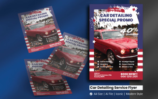 4th of July Car Detailing Service Promotion Flyer Corporate Identity Template