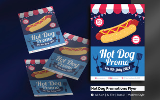 4th of July Hot Dog Promo Flyer Corporate Identity Template