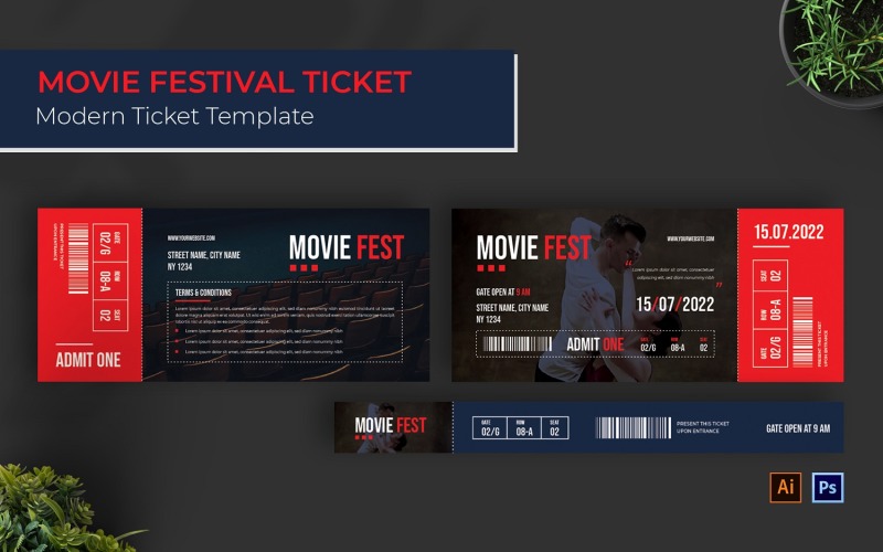 The Movie Ticket Print Template Corporate Identity