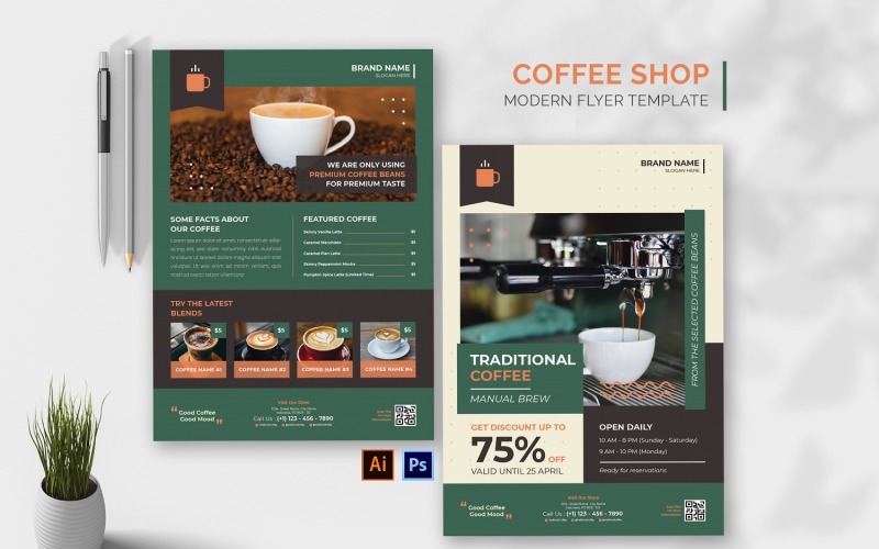 Traditional Coffee Shop Flyer Corporate Identity