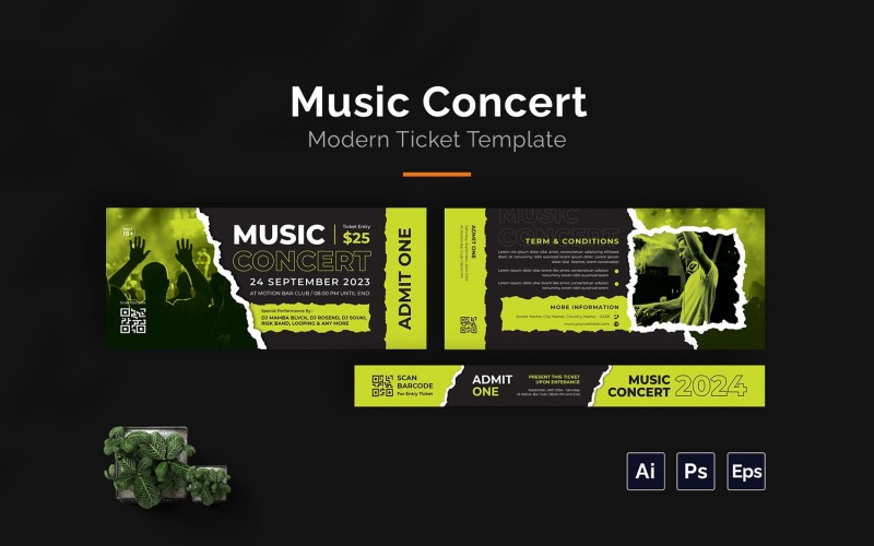 Unique Music Concert Ticket Corporate Identity