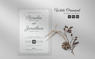 White Ornament Wedding Invitation