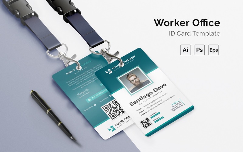 Worker Office Id Card Print Template Corporate Identity