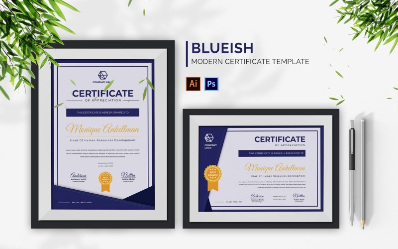Blueish Certificate Template