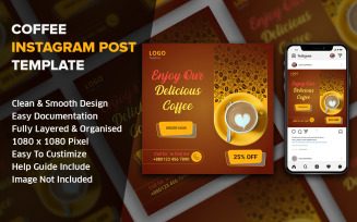 Coffee Social Media Post Design Template | Instagram