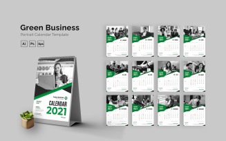 Green Business Calendar Portrait