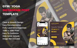 Gym | Yoga Social Media Post Design Template | Instagram