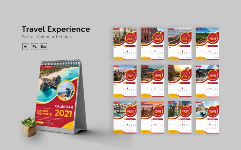 Travel Experience Calendar Portrait Planner