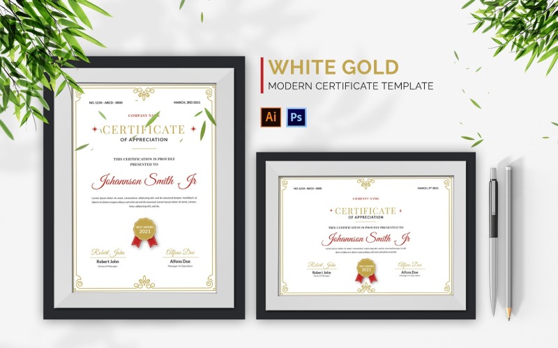White Gold Elegant Certificate Certificate Template