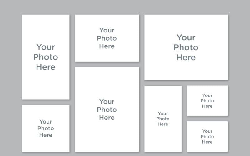 Eight Photo Collage Template Mockup Product Mockup