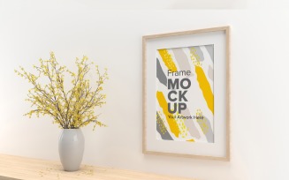 Frame Mockup with Vases on the Shelf Mockup Template