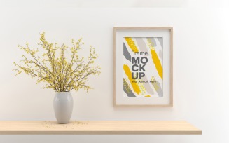 Frame Mockup with Vases on the Shelf