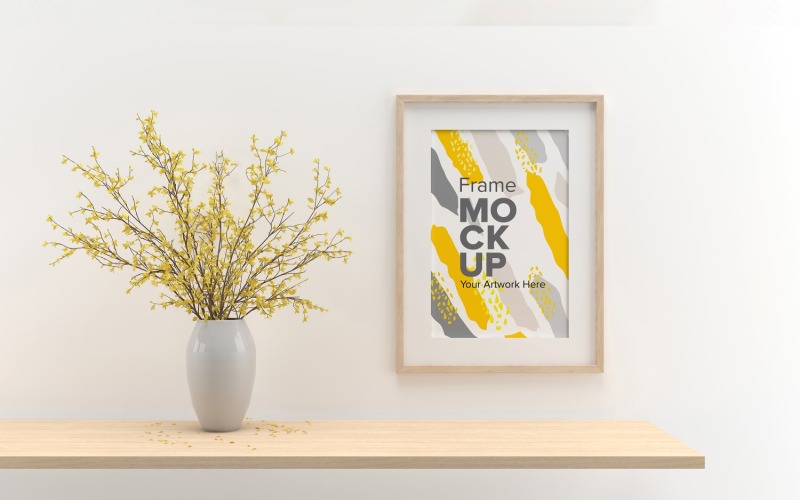 Frame Mockup with Vases on the Shelf Product Mockup