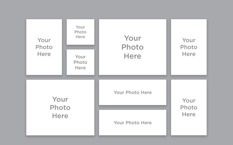 Nine Photo Collage Template Mockup Product Mockup