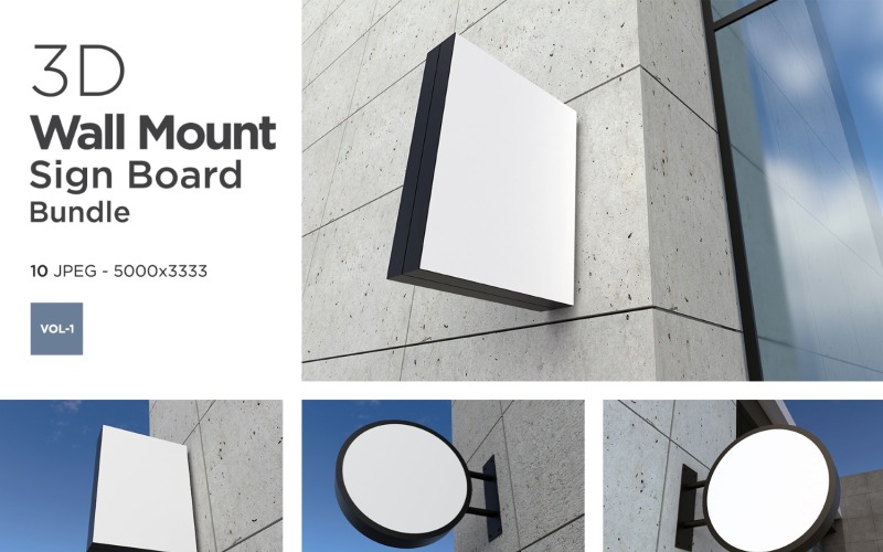 Wall Mount Sign Mockup Set Vol-1 Product Mockup