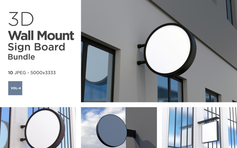 Wall Mount Sign Mockup Set Vol-4 Product Mockup