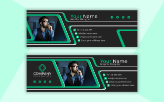 Email Signature Template Simple Design and Vector Template Design With Green Color