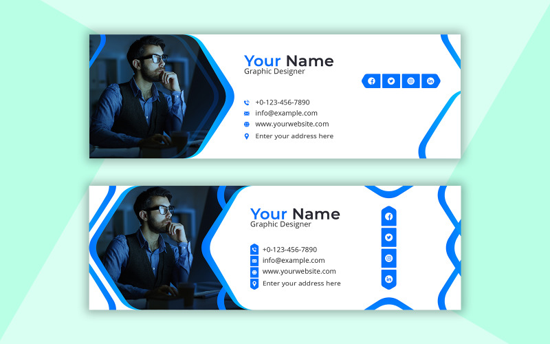 Email Signature Template Simple Design With Blue Color Corporate Identity