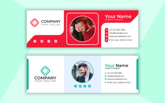 Email Signature Template Simple Design With Red and Saiyan Color