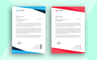 Letterhead Template Design With Red and Blue Color