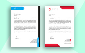Letterhead Template Simple Design and Vector Design Template With Red and Blue Color