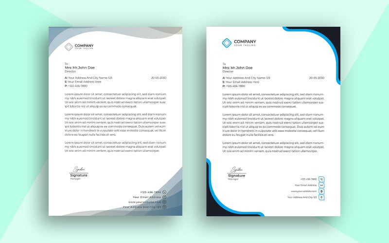 Letterhead Template Simple Design and Vector Design With Blue and Black Color Corporate Identity