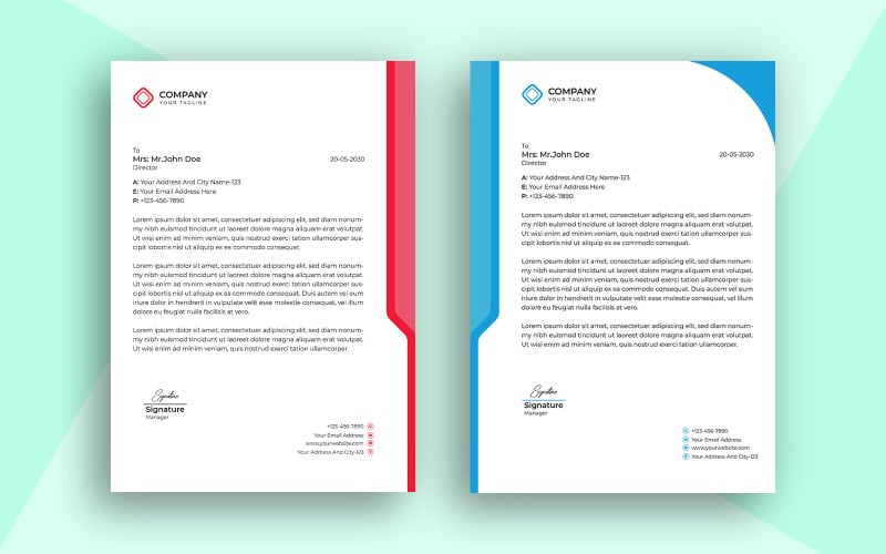 Letterhead Template Simple Design and Vector Template Design With Red and Blue Color Corporate Identity