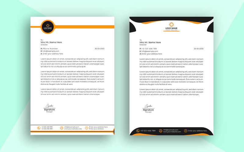 Letterhead Template Simple Minimalist Design Corporate Identity