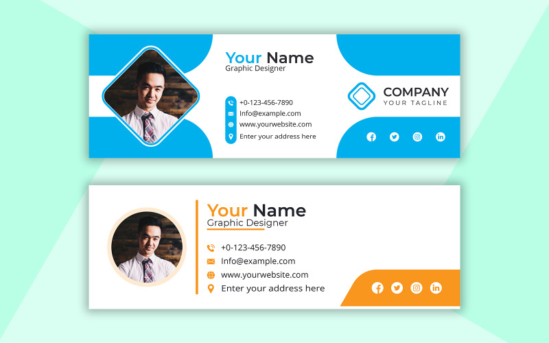Professional Business Modern Email Signature Simple Design Template Corporate Identity